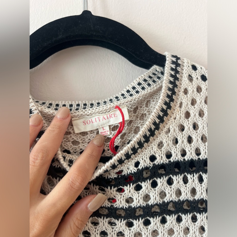 Solitaire Cream and Black Crochet Striped Skirt Set - Picture 4 of 4